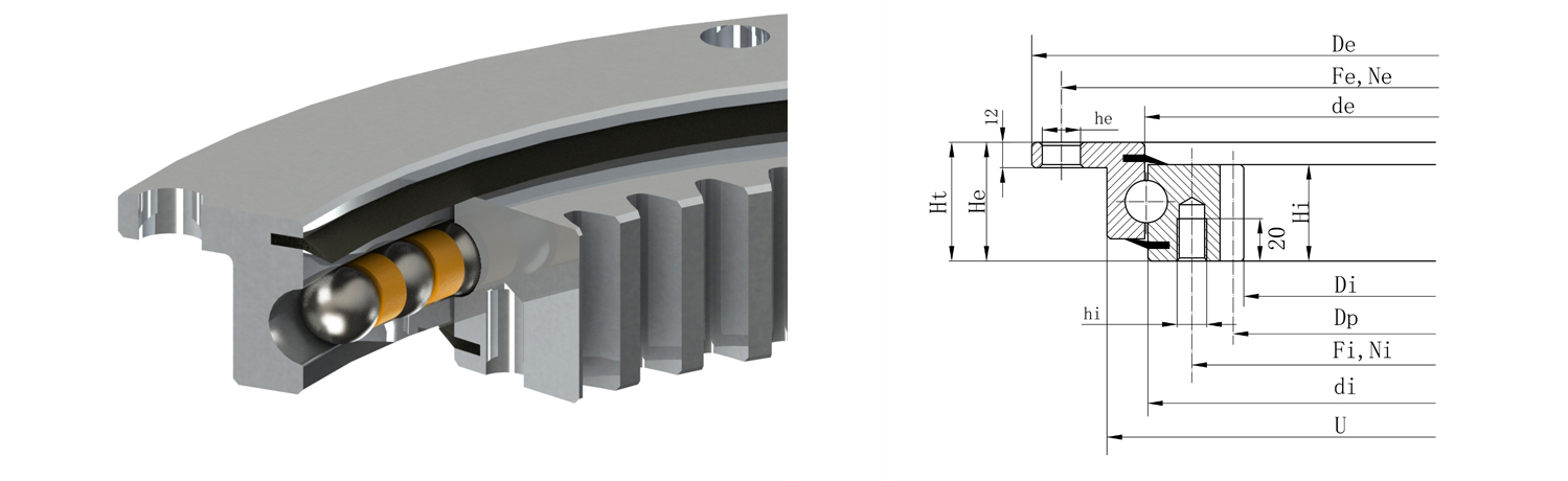 內(nèi)齒法蘭轉盤軸承